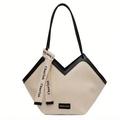 Women's Tote Shoulder Bag PU Leather Daily Holiday Large Capacity Durable Solid Color Black White Coffee