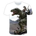 Kids Toddler Boys' T shirt Tee Short Sleeve Dinosaur Fantastic Beasts Graphic 3D Animal Crewneck Print White Blue Yellow Children Tops Active Cool 2-12 Years