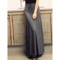 Women's Skirt Long Skirt Maxi High Waist Skirts Ruched Drawstring Solid Colored Daily Vacation Winter Polyester Fashion Casual Gray (half-length maxi skirt) Black (maximum skirt)