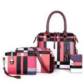 Women's Bag Set PU Leather 4 Pieces Purse Set Shopping Daily Zipper Mixed Color Lattice Red Blue Sky Blue