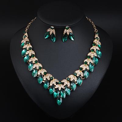 Bridal Jewelry Sets Two-piece Suit Crystal Rhinestone Alloy 1 Necklace Earrings Women's Statement Colorful Cute Fancy Flower irregular Jewelry Set For Party Wedding