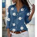 Women's Blouse Floral Floral Print Daily Button Pink Long Sleeve Basic Shirt Collar Spring Fall
