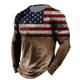 Men's T shirt Tee Distressed T Shirt Graphic Prints American Flag National Flag Crew Neck Khaki Dark Grey Black White Black / Red Black / Brown 3D Print Outdoor Street Long Sleeve Print Clothing