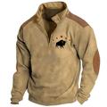 Buffalo Sweatshirt Mens Graphic Hoodie Prints Cowboy Fashion Cool Casual 3D Pullover Holiday Going Out Streetwear Sweatshirts Blue Brown Green Stand Collar Bull Grey Fleece