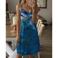 Women's Vintage Dress Casual Dress Floral Tribal Print Strap Mini Dress Vintage Ethnic Street Holiday Sleeveless Regular Fit Black Royal Blue Blue Summer S M L XL XXL