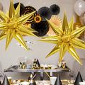 12pcs Star Balloons - 14 Corner Siamese Explosion Star Foil Balloons - 22-inch 3D Starburst Mylar Gold Balloons for Party Balloon Decorations