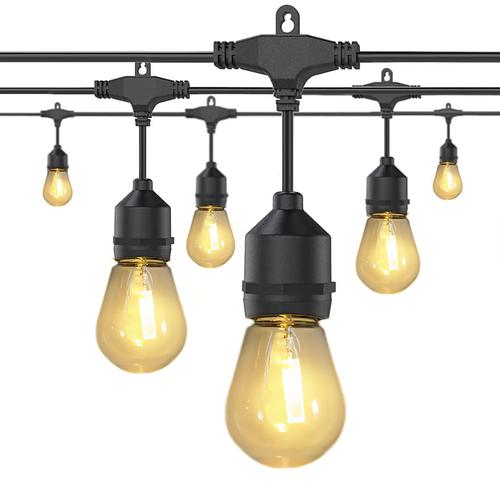 Globe String Lights Outdoor 5M 10Bulb/10M 20Bulb S14 Edison Plastic LED Bulb Patio Lights ETL Listed Waterproof IP65 Plastic Hanging Lights String for Outside Backyard Garden