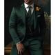 Dark Green Men's Wedding Suits 3 Piece Solid Colored Slim Fit Single Breasted Two-buttons 2024