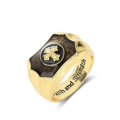 1PC Band Ring Ring For Men Women Christmas Halloween Party Evening Copper Gold Plated Geometrical Cross Letter