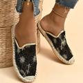 Women's Sandals Flats Boho Bohemia Beach Flat Sandals Espadrilles Daily Walking Floral Cut-out Summer Sequin Flower Flat Heel Round Toe Casual Bohemia Satin Mesh Gold flower white disc gold disc