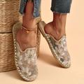 Women's Sandals Flats Boho Bohemia Beach Flat Sandals Espadrilles Daily Walking Floral Cut-out Summer Sequin Flower Flat Heel Round Toe Casual Bohemia Satin Mesh Gold flower white disc gold disc