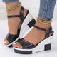 Women's Sandals Wedge Sandals Wedge Heels Height Increasing Shoes Outdoor Daily Solid Color Color Block Summer Buckle Wedge Heel Peep Toe Open Toe Fashion Casual Running Walking Faux Leather PU Buckle