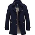 Men's Winter Coat Overcoat Trench Coat Short Coat Trench Coat Business Casual Fall Winter Polyester Windbreaker Outerwear Clothing Apparel Vintage Solid Colored Notch lapel collar