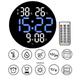 LED Digital Wall Clock Large Screen Silent Temperature Date Day Display Timing Electronic Clock Calendar Mounted Alarm Dining Room Decor with Remote