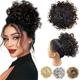 Messy Hair Bun Hair Piece Elastic Drawstring Loose Wave Curly Hair Bun 85g Large Full Hair Bun Extension Hairpiece Clip in Short Synthetic Ponytail Extension Natural Black