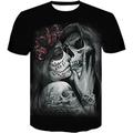 Men's T shirt Tee Halloween Shirt Graphic Skull 3D Round Neck Black Blue Light Grey Dark Gray Gray 3D Print Plus Size Casual Daily Short Sleeve Print Clothing Apparel