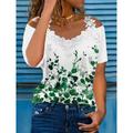 Women's T shirt Tee Blouse Floral Graphic Street Casual Going out Lace Patchwork T-shirt Sleeve White Short Sleeve Basic Modern Off Shoulder Summer
