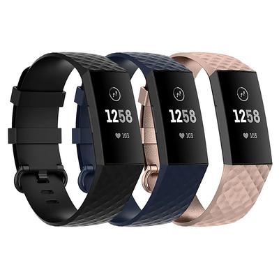 3 Pack Watch Band for Fitbit Charge 4 / Charge 3 / Charge 3 SE Silicone Replacement Strap Soft Elastic Breathable Sport Band Wristband