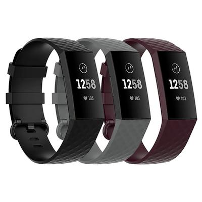 3 Pack Watch Band for Fitbit Charge 4 / Charge 3 / Charge 3 SE Silicone Replacement Strap Soft Elastic Breathable Sport Band Wristband