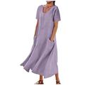 Women's Casual Dress Summer Dress Plain Dress Long Dress Maxi Dress Pocket Street Date Maxi Basic Crew Neck Short Sleeve Loose Fit Black Pink Sky Blue Color S M L XL 2XL Size