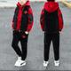 3 Pieces Kids Boys Hoodie Pants Outfit Letter Long Sleeve Set Casual Cool Casual Winter Fall 7-13 Years Big M double-sided velvet (three-piece set) red Big M double-sided velvet (three-piece set