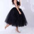 Women's Skirt Tutu Midi Skirts Layered Tulle Solid Colored Performance Party Summer Organza Basic Black White Red Purple