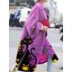 Women's Overcoat Long Pea Coat Oversized Lapel Trench Coat Windproof Warm Winter Coat Floral Print Street Style Outerwear Long Sleeve Fall Winter Yellow Blue Purple Jacket