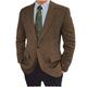 Men's Tweed Herringbone Blazer Retro Vintage Jacket Winter Regular Plus Size Single-Breasted Two-buttons Brown Black Blue 2024