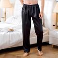 Men's Plus Size Sleepwear Pajama Pant Lounge Pants Silk Pants 1 PCS Pure Color Fashion Comfort Soft Home Bed Polyester Breathable Pant Basic Fall Spring Black Red