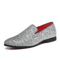 Men's Loafers Slip-Ons Novelty Shoes Comfort Shoes Driving Loafers Glitter / Sequin Wedding Casual Party Evening Walking Shoes Paillette Leather Glitter Black Silver Gold Fall Spring / Sparkling