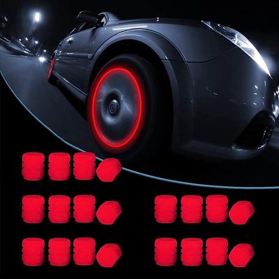 16 PCS Fluorescent Tire Valve Stem Caps, Car Wheel Air Valve Covers Luminous Car Exterior Accessories Cool Noctilucous for Car, Bicycle, Motorcycle, SUV, Truck and Bike