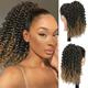 Curly Ponytail Extension for Black Women Drawstring Ponytail Hair Extensions Mix Brown Drawstring Curly Ponytail