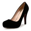 Women's Heels Pumps High Heels Solid Colored Pumps Round Toe Suede Loafer Black Red Dark Green