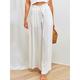 Women's Wide Leg Linen Pants Pants Trousers Cotton Linen Shamrock Side Pockets Wide Leg Full Length Fashion Casual Daily Black White S M Spring Summer