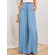 Women's Wide Leg Linen Pants Pants Trousers Cotton Linen Shamrock Side Pockets Wide Leg Full Length Fashion Casual Daily Black White S M Spring Summer