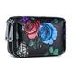 Double Zipper Card Holder Floral Pattern Zip Around Coin Purse Women's Faux Leather Credit Card Holder