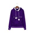 Women's Big Kangaroo Pouch Hoodies,Cute Cat Ear Carriers Pullover,Pet Cat Dog Holder Cuddle Sweatshirt Deep Blue