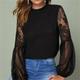 Women's Boho Shirt Blouse Solid / Plain Color Party Daily Going out Embroidery Lantern Sleeve Black Classic Lace Sweet Spring Fall Fall Winter