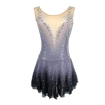 Figure Skating Dress Women's Girls' Ice Skating Dress Grey Stretchy Training Competition Skating Wear Thermal Warm Crystal / Rhinestone Sleeveless Ice Skating Figure Skating