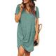 Women's T Shirt Dress Casual Dress T Shirt Dress Tee Dress Plain Ruched Loose V Neck Mini Dress Fashion Basic Outdoor Street Short Sleeve Loose Fit Yellow Pink Blue Summer Spring S M L XL XXL