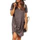 Women's T Shirt Dress Casual Dress T Shirt Dress Tee Dress Plain Ruched Loose V Neck Mini Dress Fashion Basic Outdoor Street Short Sleeve Loose Fit Yellow Pink Blue Summer Spring S M L XL XXL