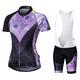 Malciklo Women's Short Sleeve Cycling Jersey with Bib Shorts Summer Elastane Lycra Polyester PinkWhite Purple Yellow Geometic British Plus Size Bike Jersey Tights Padded Shorts / Chamois Anatomic