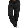 Women's Pants Trousers Polyester Solid Color Black Dark Navy Sporty Natural Full Length Daily Vacation Fall Winter