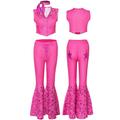 Movie Outfits Western Cowgirl Costume Star-Covered Flared Pants Pink Gingham Dress Cheerleader Jumpsuit Y2K Retro Vintage