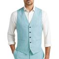 Men's Linen Suits Beach Wedding Silver Light Blue Champagne 2 Piece Solid Colored Summer Suits Tailored Fit 2024