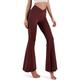 Women's Bootcut Bell Bottom Pants Trousers Plain High Cut Full Length High Elasticity High Waist Fashion Streetwear Street Causal rice white Wine S M Summer Fall