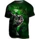 Wolf T-Shirt Mens 3D Shirt For Halloween Purple Summer Cotton Men'S Tee Graphic Animal Crew Neck Clothing Apparel 3D Print Outdoor Casual Short Sleeve Vintage Fashion