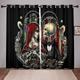 2 Panels Blackout Curtains Skull Printed Thermal Insulated Curtains for Bedroom Living Room Geometric Grommet Window Drapes Curtain Drapes