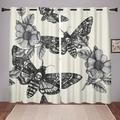 2 Panels Blackout Curtains Skull Printed Thermal Insulated Curtains for Bedroom Living Room Geometric Grommet Window Drapes Curtain Drapes