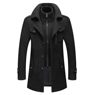 Men's Winter Coat Wool Coat Overcoat Business Casual Winter 70% Polyester30% Wool Windproof Warm Outerwear Clothing Apparel Active Chic Modern Solid Colored Rolled collar